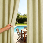 Outdoor Curtains for Patio Waterproof, 2 Panels Non-See-Through Linen Curtains with Grommet Top Indoor Outdoor, alternate