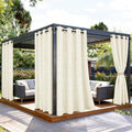 Outdoor Curtains for Patio Waterproof, 2 Panels Non-See-Through Linen Curtains with Grommet Top Indoor Outdoor