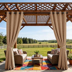 Outdoor Curtains for Patio Waterproof, 2 Panels Non-See-Through Linen Curtains with Grommet Top Indoor Outdoor, alternate