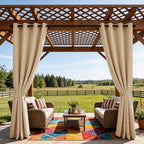Outdoor Curtains for Patio Waterproof, 2 Panels Non-See-Through Linen Curtains with Grommet Top Indoor Outdoor, alternate