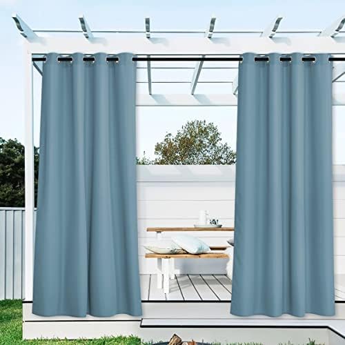 Outdoor Curtains for Patio Waterproof Extra Wide 2 Panels, Rustproof Grommet Indoor Outdoor Porch Curtains &