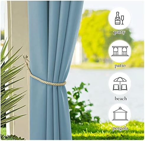 Outdoor Curtains for Patio Waterproof Extra Wide 2 Panels, Rustproof Grommet Indoor Outdoor Porch Curtains &, alternate view