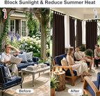 Outdoor Curtains for Patio Waterproof Tab Top Block Sunlight Thermal Insulated Privacy Assured Thick Outside, alternate view
