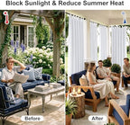 Outdoor Curtains for Patio Waterproof Tab Top Block Sunlight Thermal Insulated Privacy Assured Thick Outside, alternate view