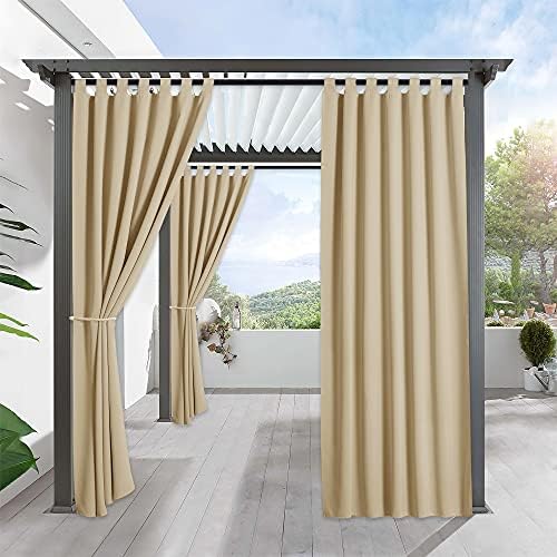 Outdoor Curtains for Patio Waterproof Tab Top Block Sunlight Thermal Insulated Privacy Assured Thick Outside