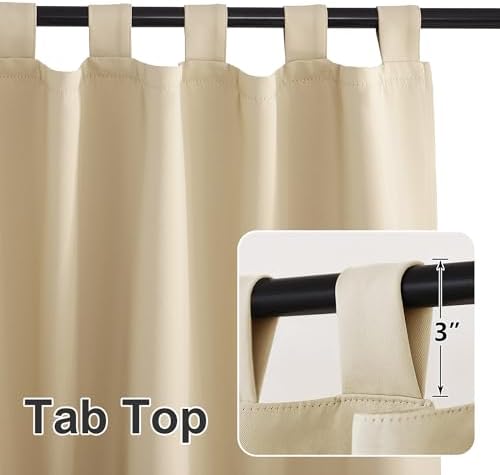 Outdoor Curtains for Patio Waterproof Tab Top Block Sunlight Thermal Insulated Privacy Assured Thick Outside, alternate view