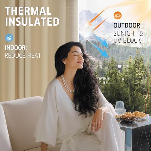 Outdoor Curtains for Patio Waterproof Tab Top Block Sunlight Thermal Insulated Privacy Assured Thick Outside, alternate view