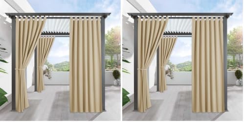 Outdoor Curtains for Patio Waterproof Tab Top Block Sunlight Thermal Insulated Privacy Assured Thick Outside