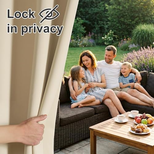 Outdoor Curtains for Patio Waterproof Tab Top Block Sunlight Thermal Insulated Privacy Assured Thick Outside, alternate view