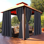 Outdoor Curtains for Patio Waterproof Weighted Blackout Blinds in Dark Grey