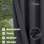 Outdoor Curtains for Patio Waterproof Weighted Blackout Blinds in Dark Grey, alternate view 3