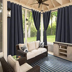 Outdoor Curtains for Patio Waterproof Weighted Blackout Blinds in Dark Grey, alternate view 6