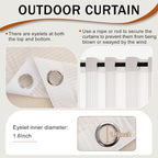 Outdoor Curtains for Patio White Sheer Curtains 95 Inches Long 2 Panels Set with Zipper Top & Bottom Grommet, alternate view