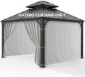 Outdoor Curtains Patio Waterproof with Zipper, 4-Panel, Silver in Silver