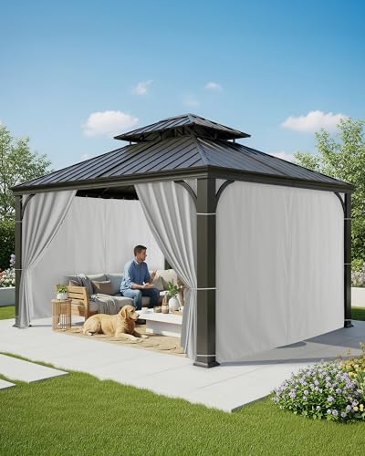 Outdoor Curtains Patio Waterproof with Zipper, 4-Panel, Silver in Silver, alternate view 2