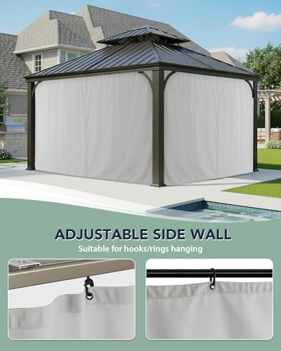 Outdoor Curtains Patio Waterproof with Zipper, 4-Panel, Silver in Silver, alternate view 6