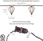 Outdoor Decorative String Lights, Beaded Copper Wire Teardrop Lantern String Lights, Incandescent Patio String, alternate