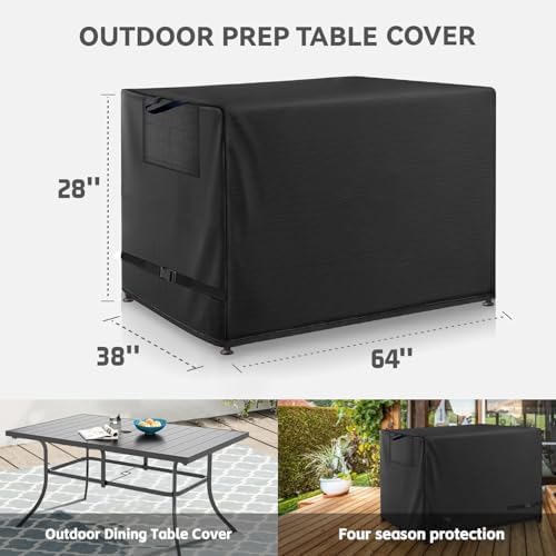 Outdoor Dining Table Cover for Patio Metal Steel Slat Table Black, alternate view 2