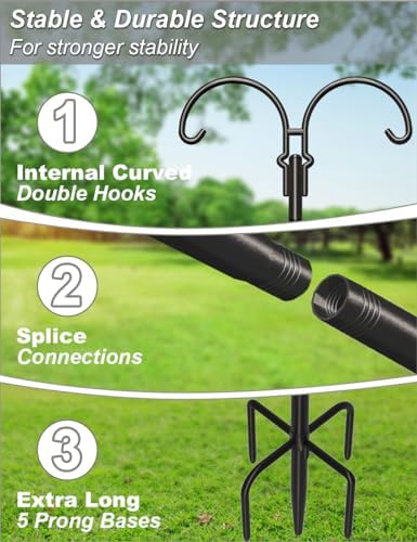 Outdoor Double Shepherds Hook with 5 Prong Base, 92 Inch, 2 Pack, alternate view 2