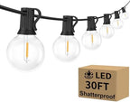 Outdoor G40 LED Globe String Lights 30Feet Dimmable Waterproof Shatterproof