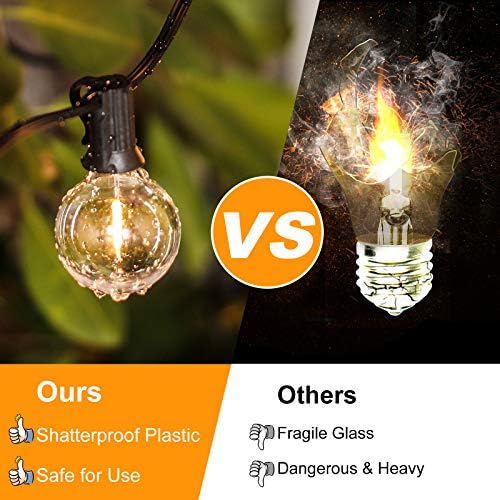 Outdoor G40 LED Globe String Lights 30Feet Dimmable Waterproof Shatterproof, alternate view 2