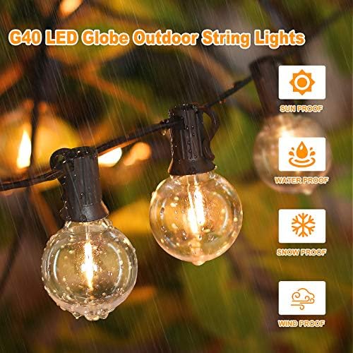 Outdoor G40 LED Globe String Lights 30Feet Dimmable Waterproof Shatterproof, alternate view 6