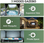Outdoor Gazebo Canopy with Netting and Curtains 10'x10', alternate view 5