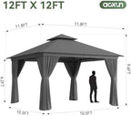 Outdoor Gazebo Canopy with Netting and Curtains 12'x12', alternate view 2