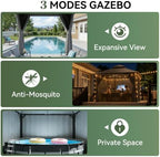 Outdoor Gazebo Canopy with Netting and Curtains 12'x12', alternate view 5