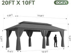Outdoor Gazebo Canopy with Netting and Curtains 20'x10', alternate view 2