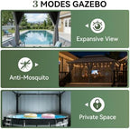 Outdoor Gazebo Canopy with Netting and Curtains 20'x10', alternate view 4