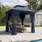 Outdoor Gazebo Canopy with Netting and Curtains 8'x8'