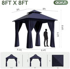 Outdoor Gazebo Canopy with Netting and Curtains 8'x8', alternate view 2