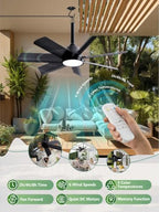 Outdoor Gazebo Ceiling Fan with Light and Remote, 28 Inch, Black in Black, alternate view 4