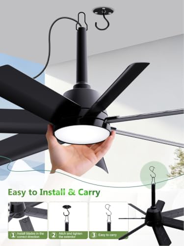 Outdoor Gazebo Ceiling Fan with Light and Remote, 28 Inch, Black in Black, alternate view 6