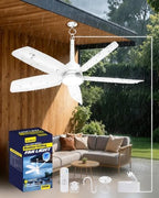 Outdoor Gazebo Ceiling Fan with Light and Remote, 36 Inch, White in White