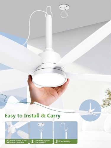 Outdoor Gazebo Ceiling Fan with Light and Remote, 36 Inch, White in White, alternate view 6