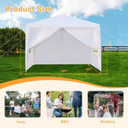 Outdoor Gazebo White Canopy with 3pcs sidewalls 10x10ft in 10x10ft, alternate view 2