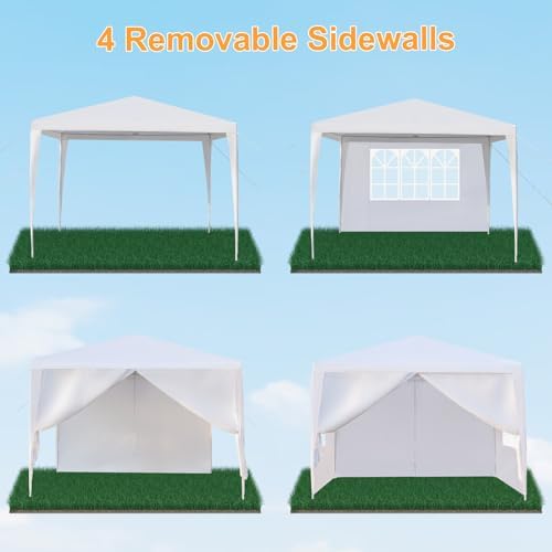 Outdoor Gazebo White Canopy with 3pcs sidewalls 10x10ft in 10x10ft, alternate view 3