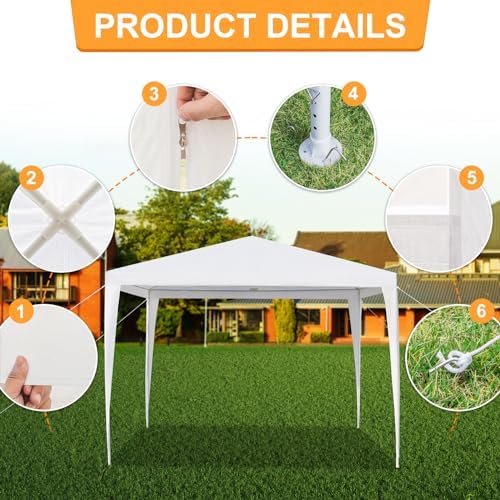 Outdoor Gazebo White Canopy with 3pcs sidewalls 10x10ft in 10x10ft, alternate view 4