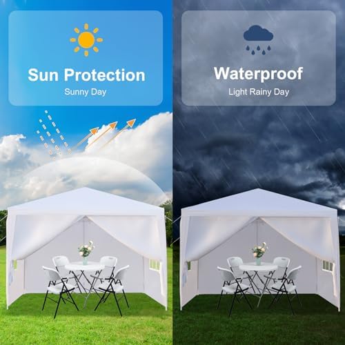 Outdoor Gazebo White Canopy with 3pcs sidewalls 10x10ft in 10x10ft, alternate view 5