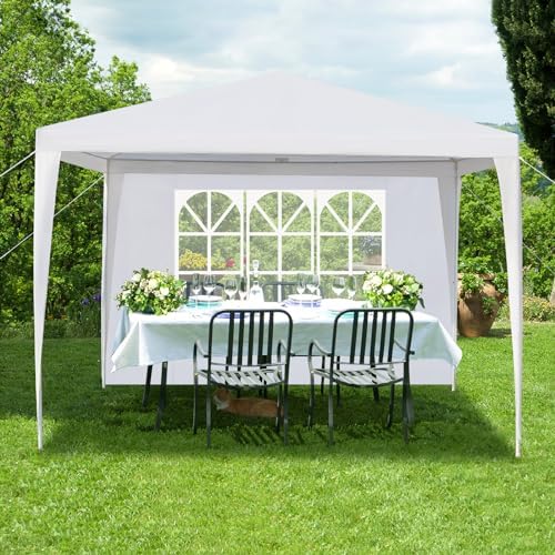 Outdoor Gazebo White Canopy with 3pcs sidewalls 10x10ft in 10x10ft, alternate view 7