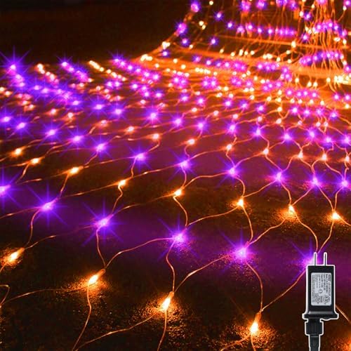 Outdoor Halloween Net Lights, 12FT x 5FT 360 LED Fairy String Light with 8 Lighting Modes, Connectable Light