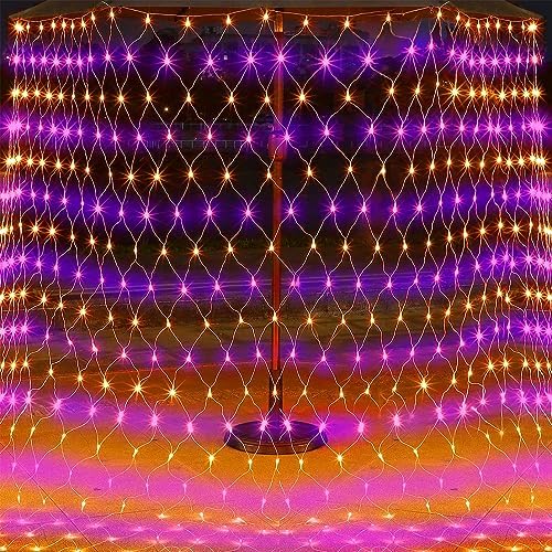 Outdoor Halloween Net Lights, 12FT x 5FT 360 LED Fairy String Light with 8 Lighting Modes, Connectable Light, alternate view
