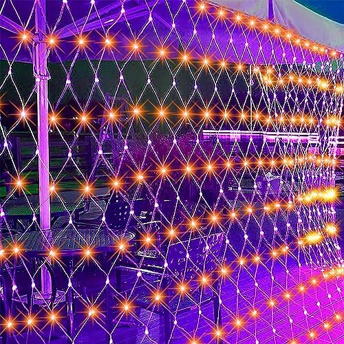 Outdoor Halloween Net Lights, 12FT x 5FT 360 LED Fairy String Light with 8 Lighting Modes, Connectable Light, alternate view