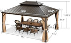 Outdoor Hardtop Gazebo 12' x 16' Bronze Metal 4.7" Wide Frame, alternate view 2