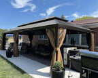 Outdoor Hardtop Gazebo 12' x 28' Bronze Frame 4.7" Wide Metal
