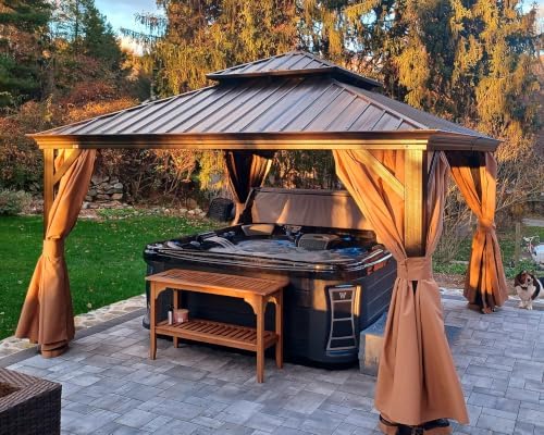 Outdoor Hardtop Gazebo 13'x13' Bronze Metal 4.7" Wide Frame