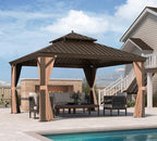 Outdoor Hardtop Gazebo 13'x13' Bronze Metal 4.7" Wide Frame, alternate view 2