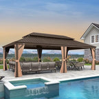 Outdoor Hardtop Gazebo 14' x 24' Bronze Metal 4.7" Wide Frame